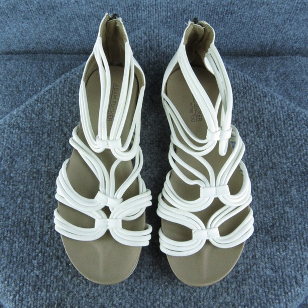Adam Tucker‎ Stella Women Strappy Sandal Shoes Size 9 Medium White Synthetic - Picture 3 of 9